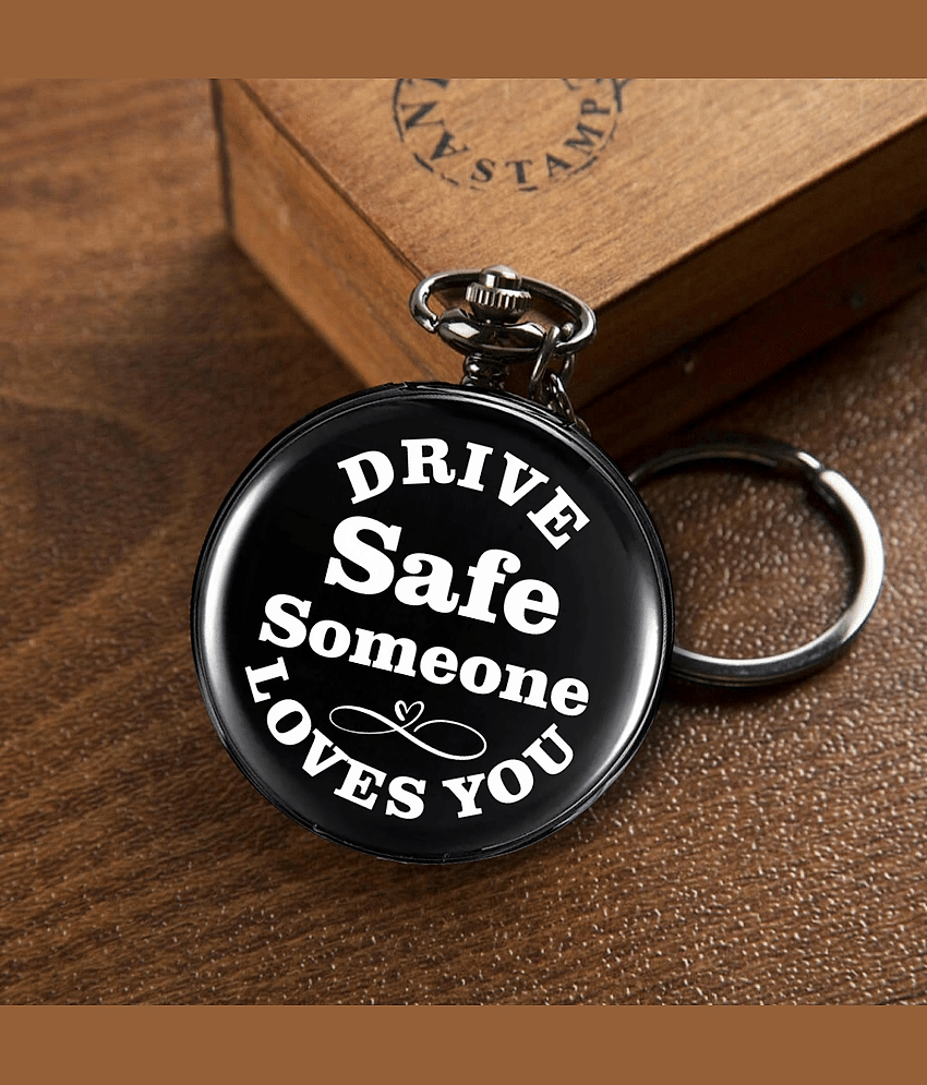 GT Gala Time Pocket Watch Drive Safe Engraved Gifts Kids Girls Boys Men Women Key Chain