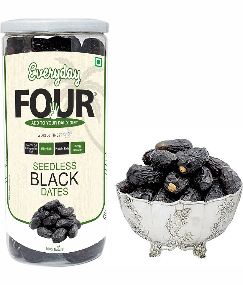 Everyday Four Seedless Black Dates (Khajoor) 400g