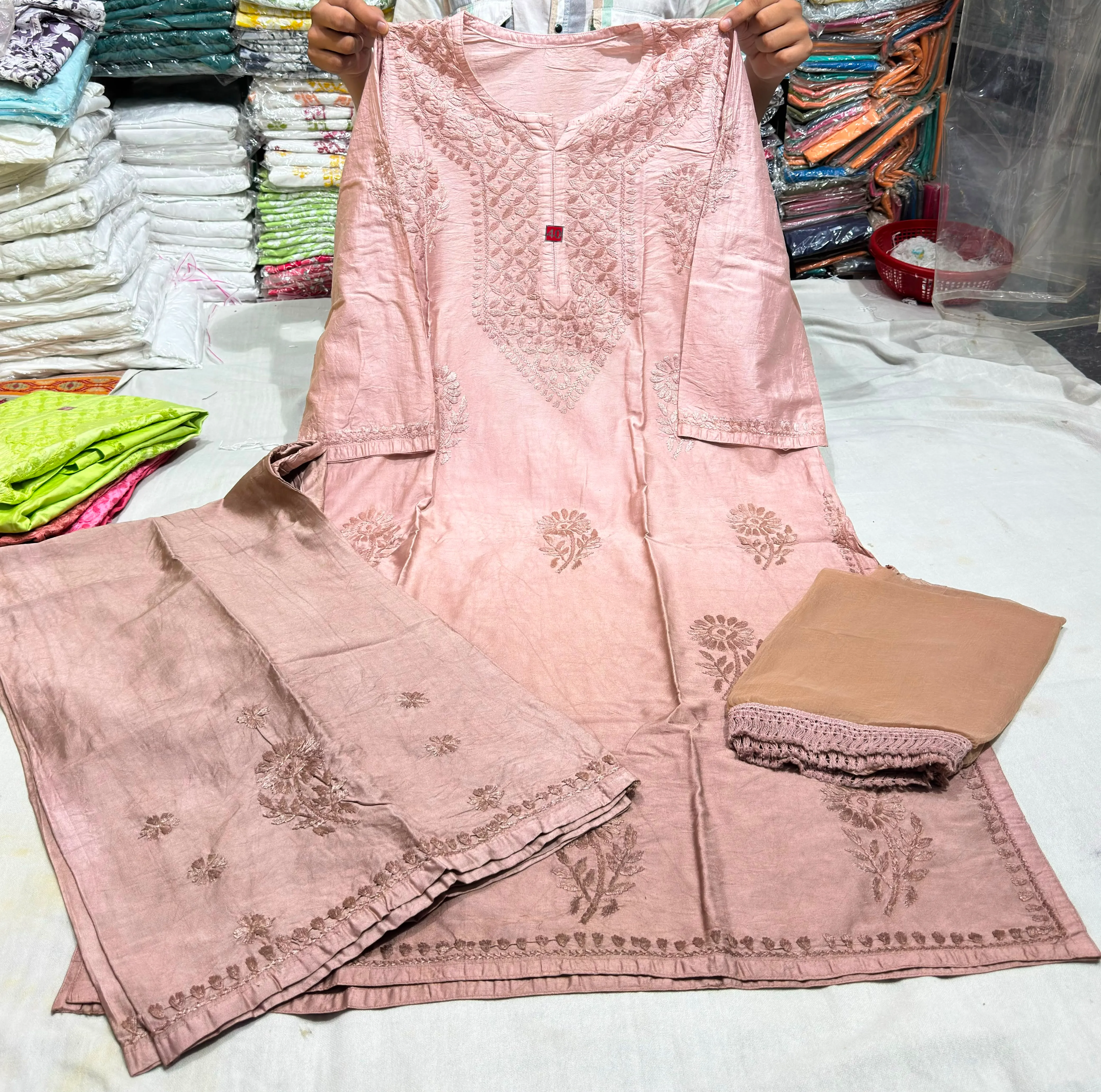 Dobby double thread work kurti