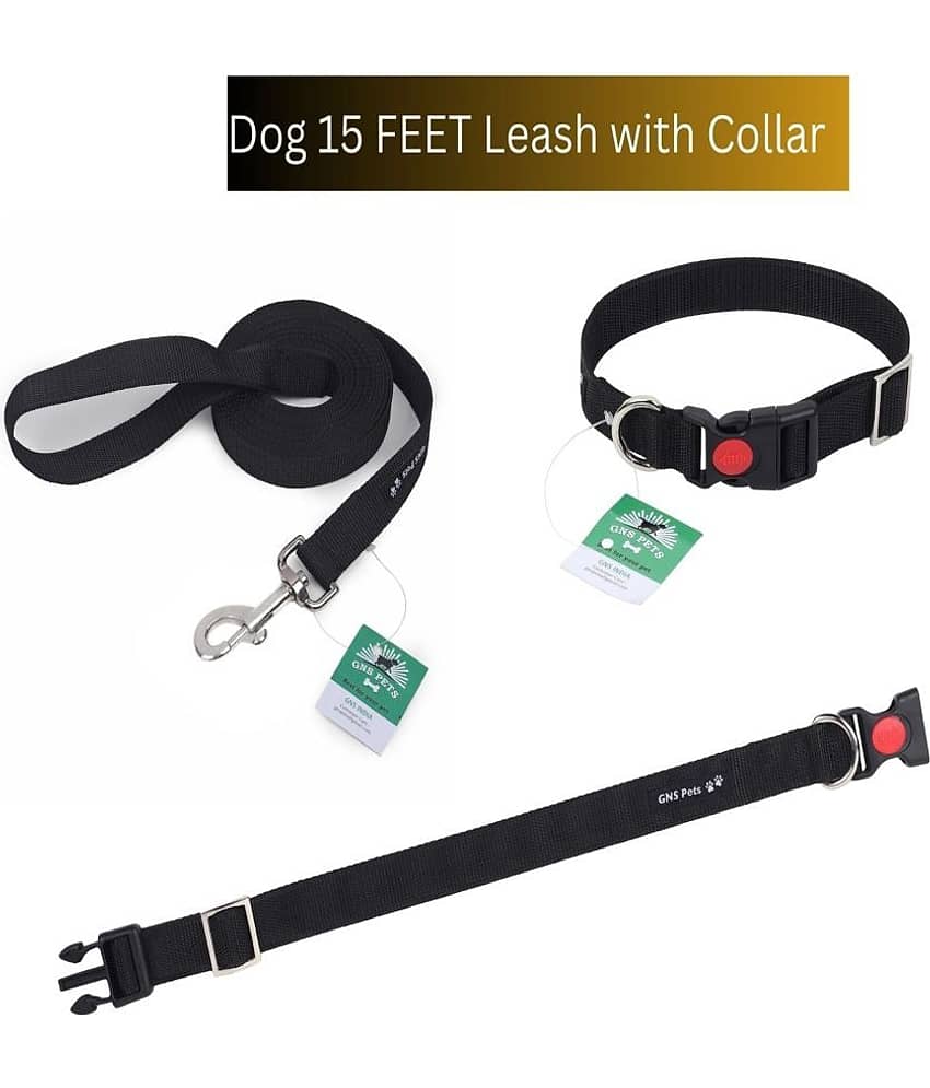 GNS PETS Black Combo (Collar Belt and Leash) ( Large )