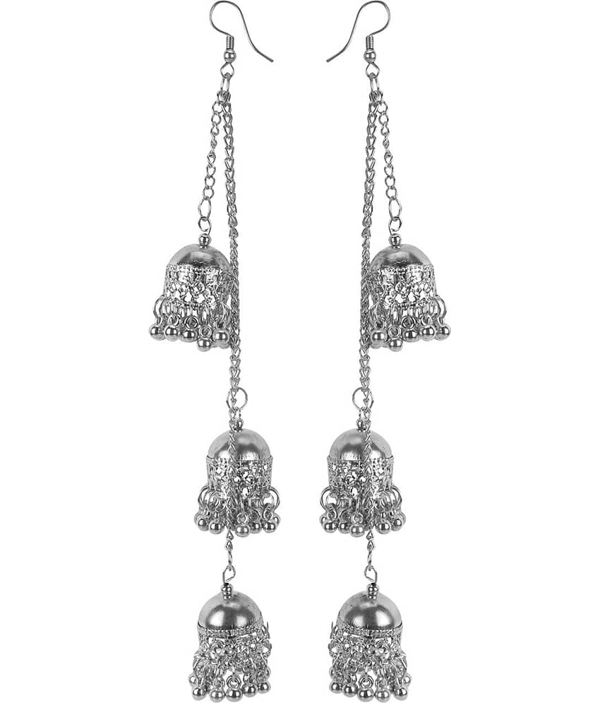 Samridhi DC Silver Jhumki Earrings ( Pack of 1 )