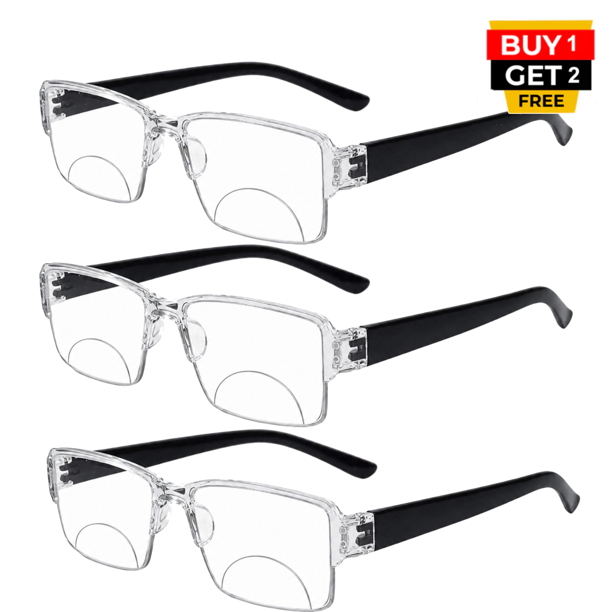 Bi-Focal Transparent Flexible Intelligent Zoom Reading Glasses- 3HFCL01-TRSNP