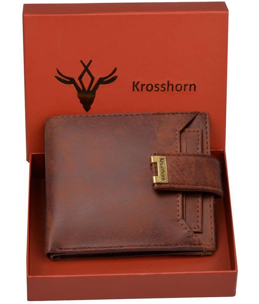 Krosshorn - Brown Faux Leather Men's Regular Wallet ( Pack of 1 )