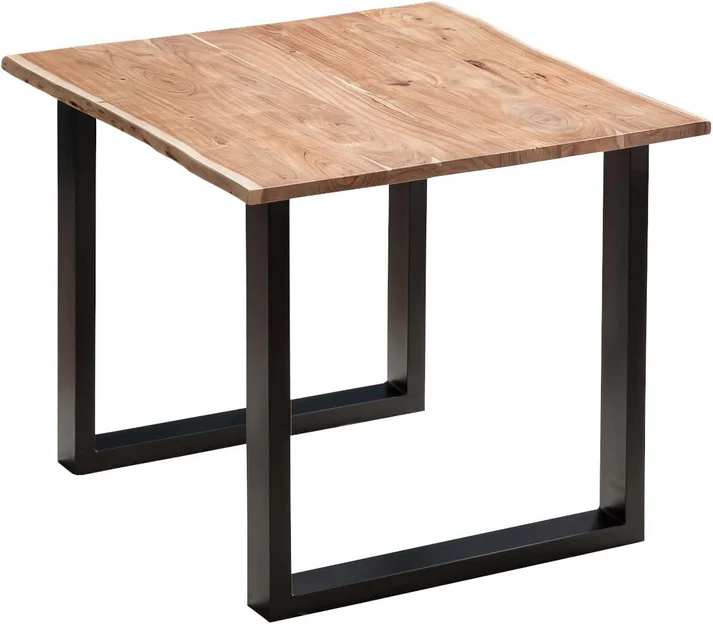 Sahajhast Solid Acacia Wood Dining Table with Real Wane Edge and Metal Legs Natural Finish (Size - 220 x 100 cm )