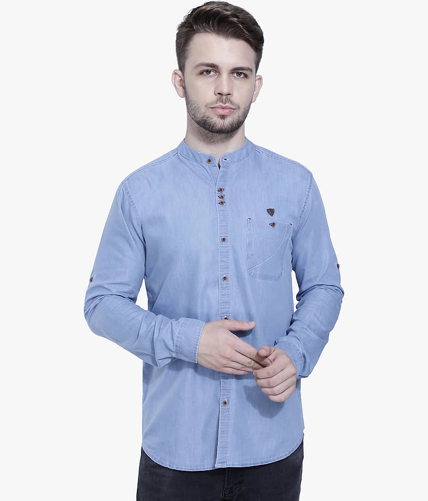 Kuons Avenue - Light Blue Denim Slim Fit Men's Casual Shirt ( Pack of 1 )