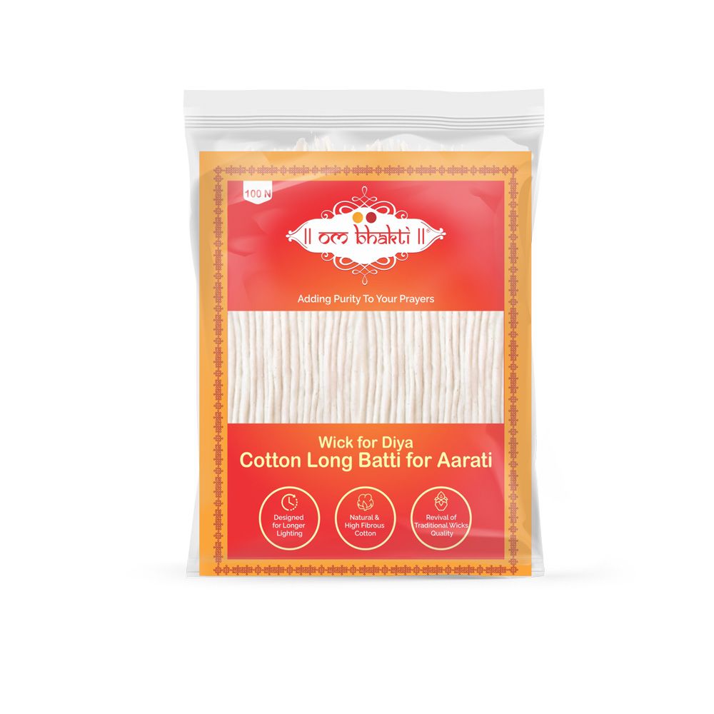Om Bhakti Wick For Diya - Cotton Long Batti 100N 7"