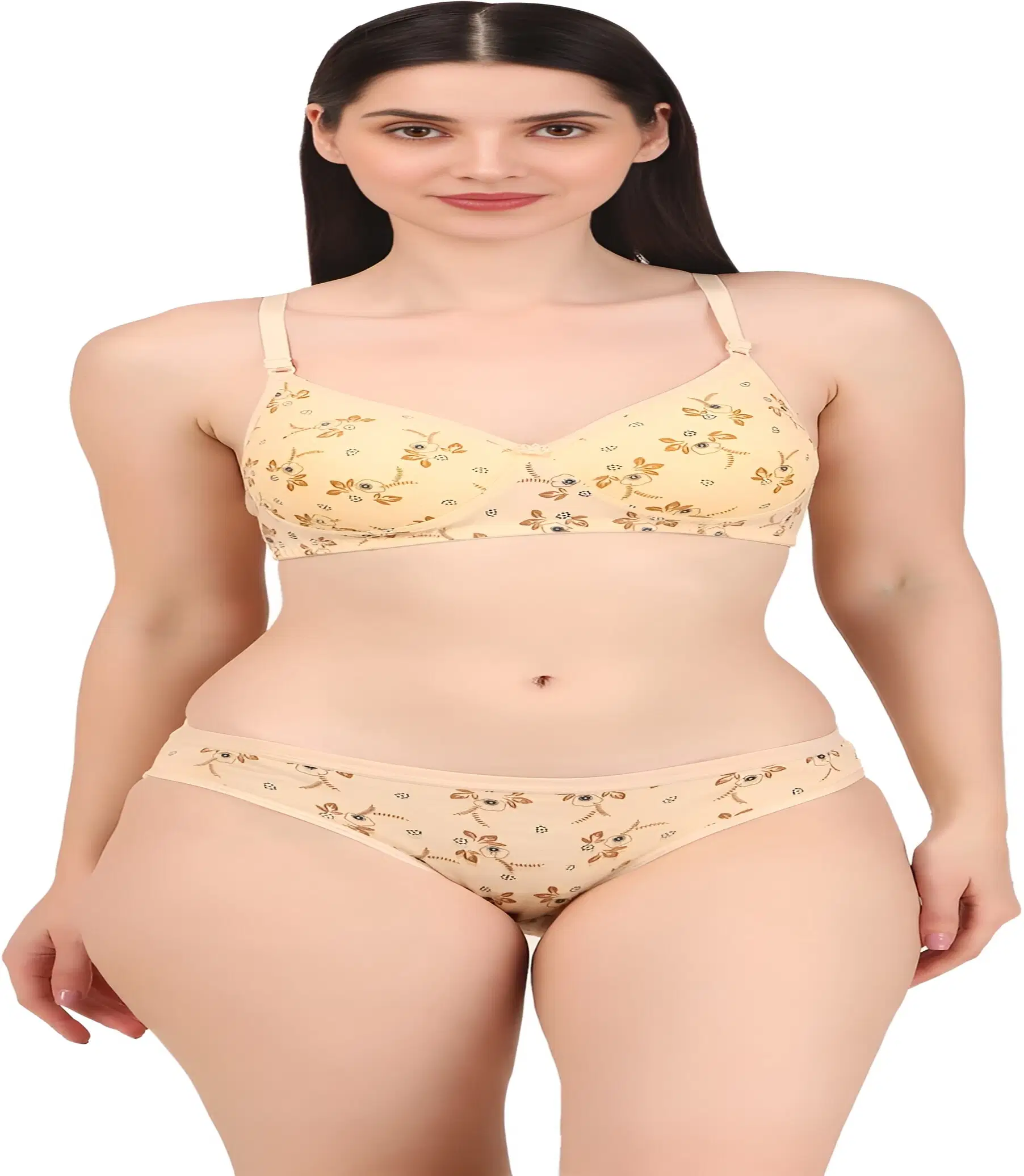 SLINGKINI Pack of 1 Cotton Blend Bra & Panty Set For Women ( Yellow )