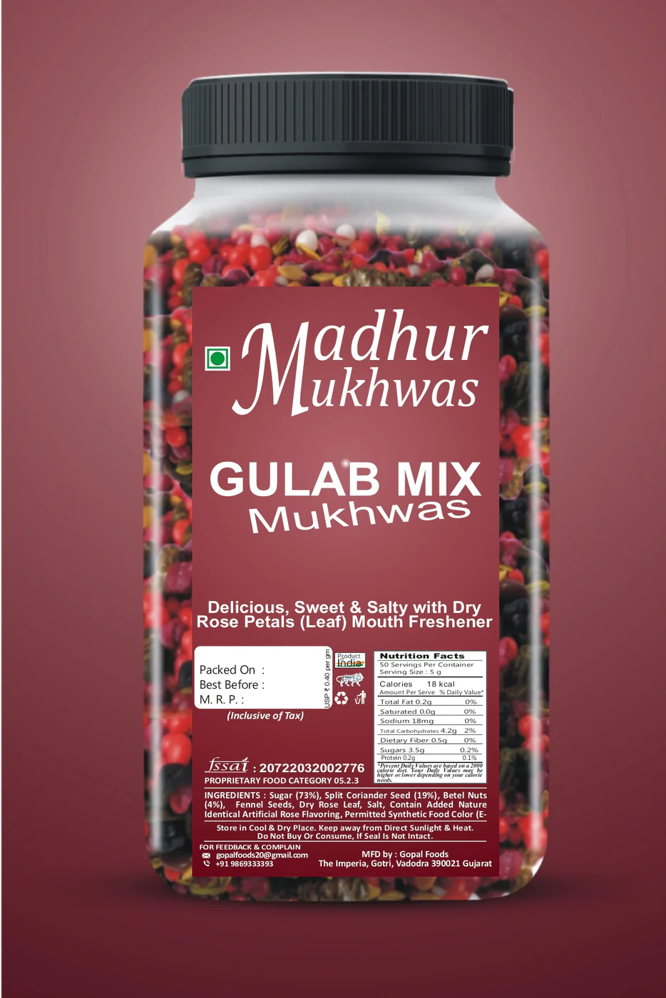 Madhur Mukhwas Gulab mix (170 g x 4 Pack)