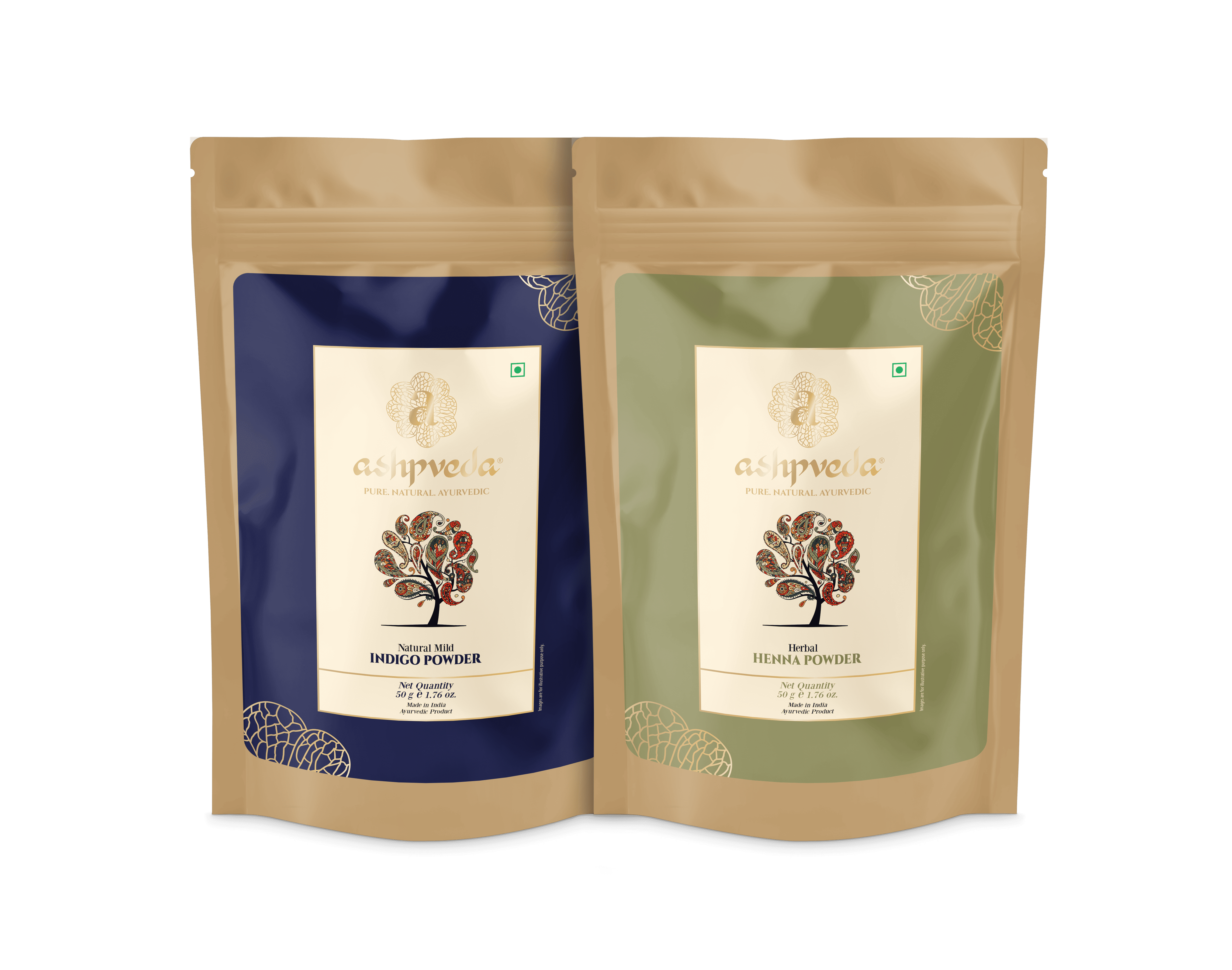 ashpveda Natural Henna Indigo Hair Colour Combo