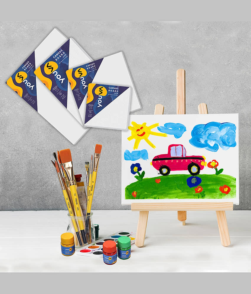 Navneet Youva 16" x 20" Cotton Medium Grain Canvas Board (Set of 1) (Multicolor)