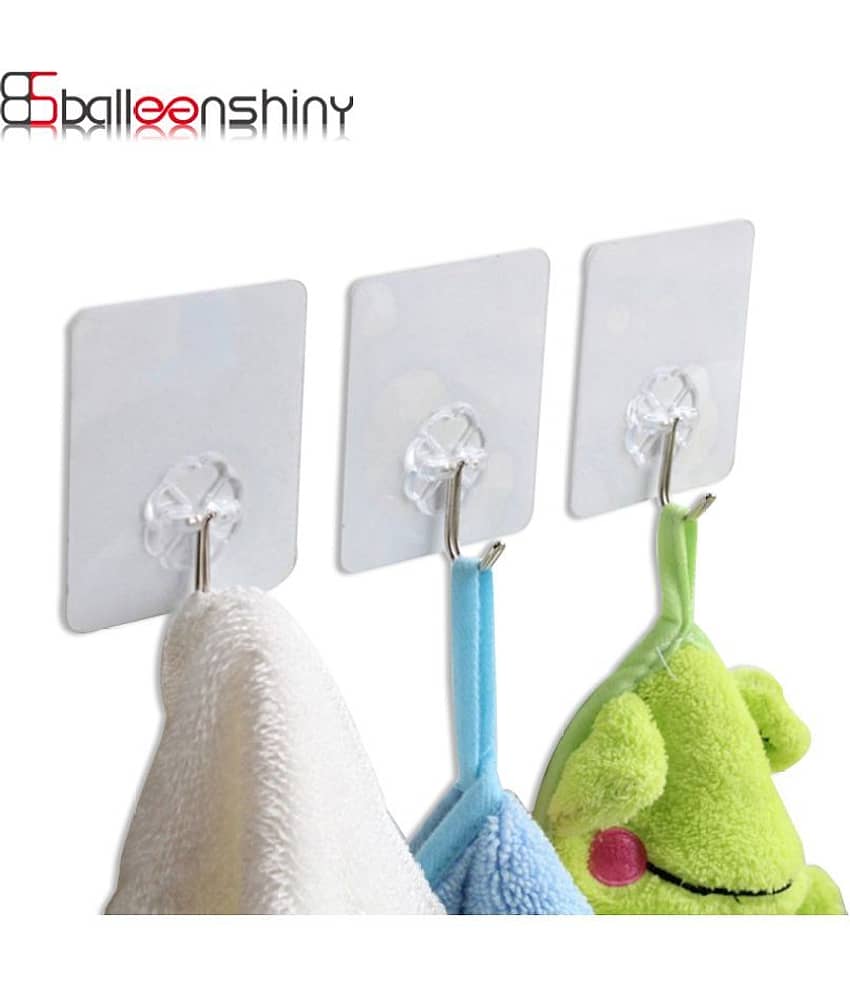 WowObjects 5pcs/lot Transparent Storage Hook Wall shelf Kitchen Bathroom hanger Towel racks adhesive Stick hook Organizer (Plastic)
