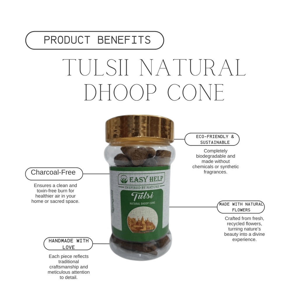 Tulsi Cone Dhoop – Eco-Friendly, Handcrafted with Natural Flowers, Charcoal-Free view 2