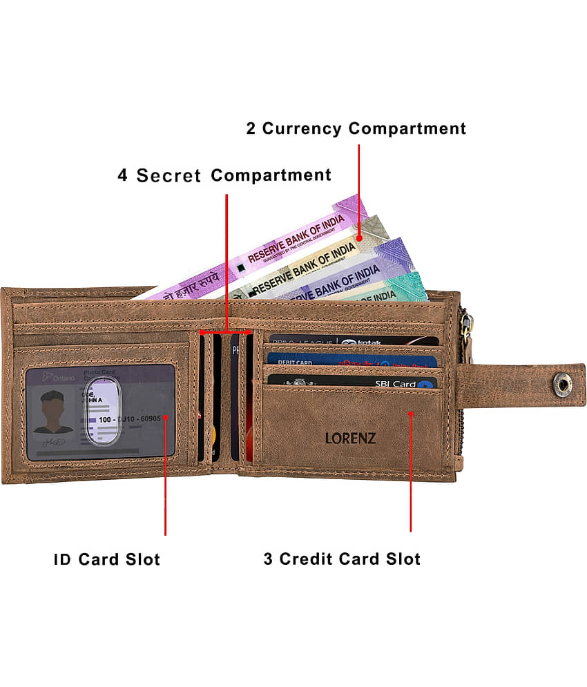 Lorenz Black 100% Leather Men's RFID Wallet ( Pack of 1 ) view 2