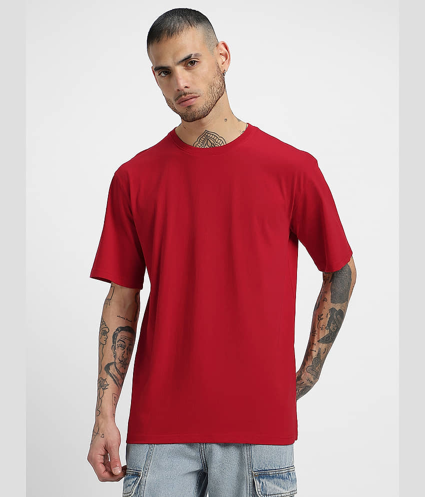 Veirdo Pack of 1 100% Cotton Oversized Fit Men's T-Shirt ( Black )