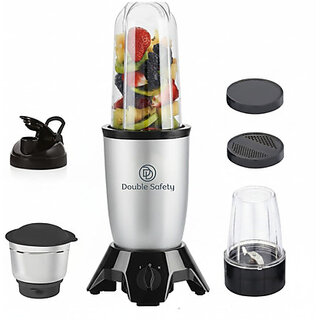 Double Safety Nutri Go Blender 3 Jars 500 watts heavy duty motor 500 W Mixer Grinder(Grey Nutri Blender 3 Jars 3 Jars Grey)