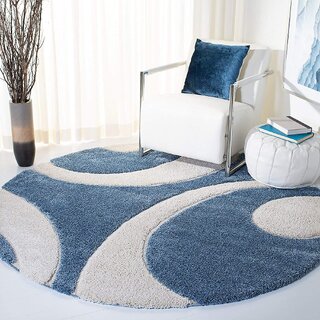 GALLERY HOME Silky Smooth Anti-Skid Shaggy Round Carpet with 2 inch Thickness (8x 8 Round, Blue S4)