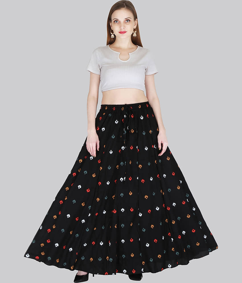 Sttoffa Black Rayon Women's Broomstick Skirt ( Pack of 1 )