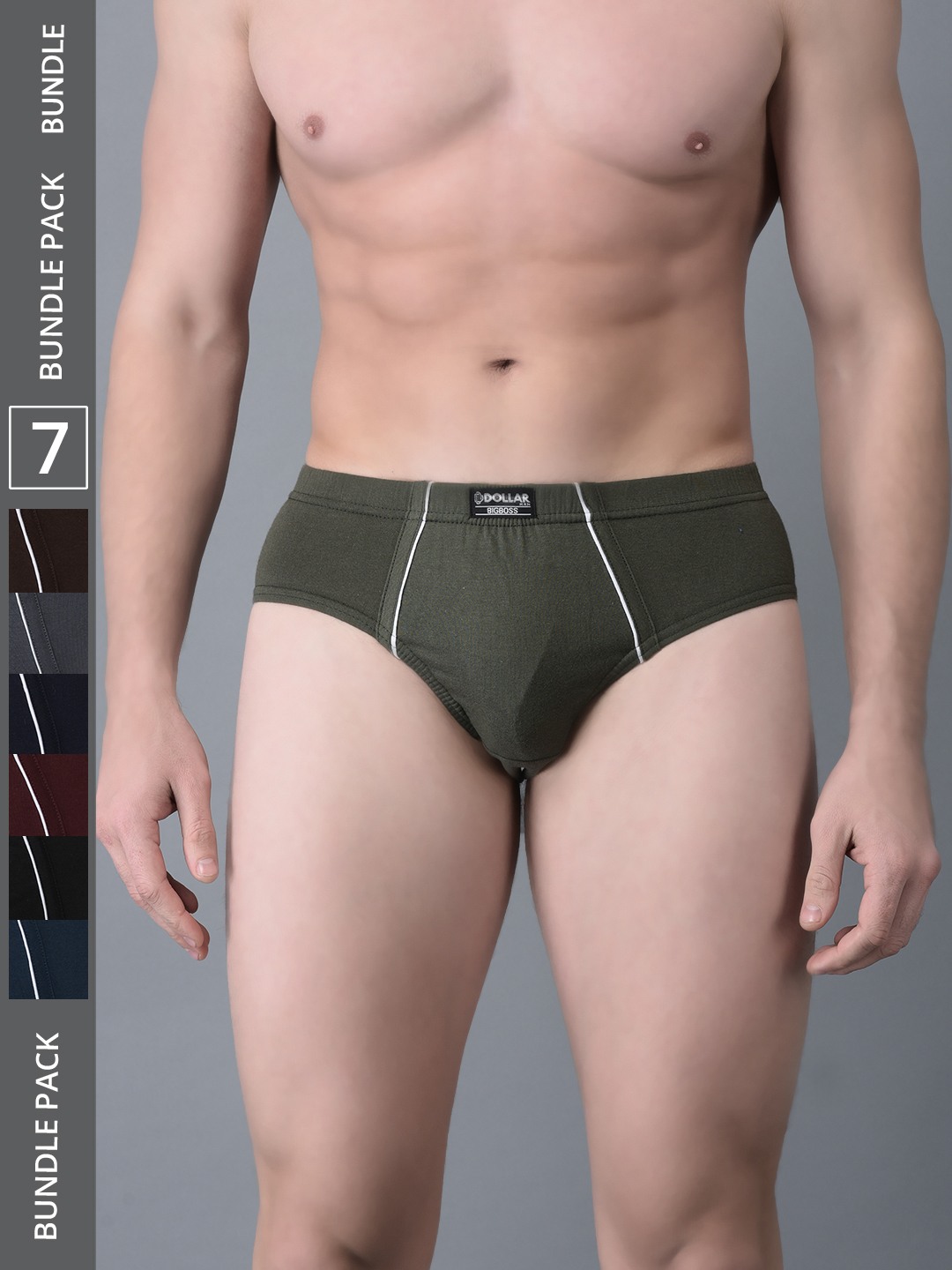 Men's Assorted Pack of 7 Combed Cotton Solid Brief With Anti-Microbial Odour Control