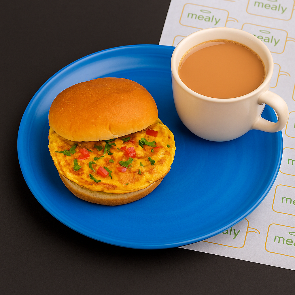 Chai with bun omelette