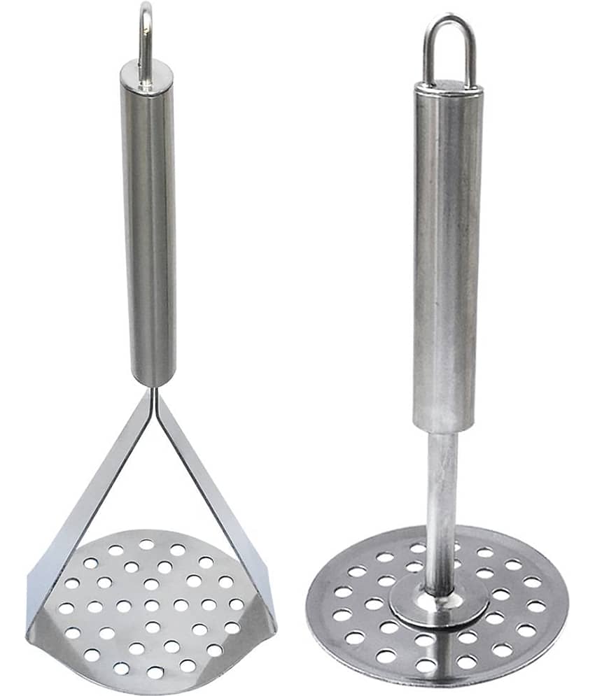OC9 Silver Stainless Steel Potato Masher ( Pack of 2 )