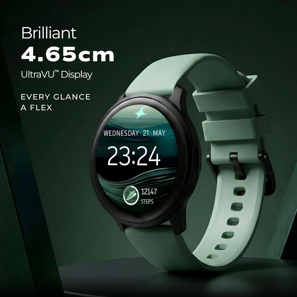 Fastrack Jupiter R3 1.38" Ultra UV Round Display with Nitro Fast Charging,Single Sync BT Calling, HRM, SPO2, Upto 5 Days Battery Life Smart Watch for Man & Woman - Sage Green view 2