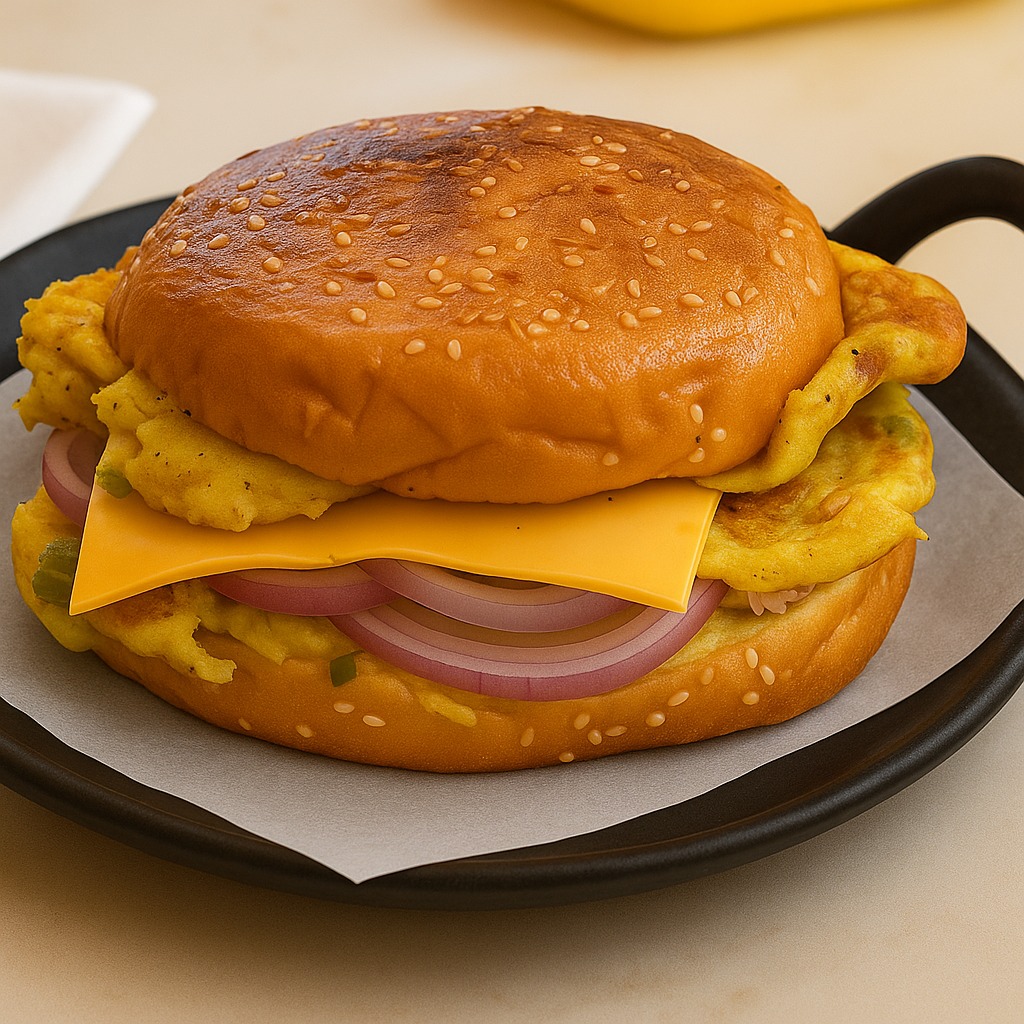 Bun masala omlette with cheese