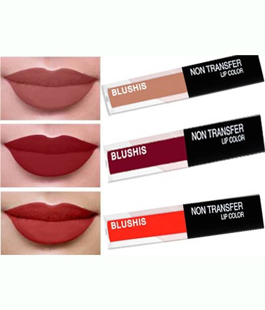 BLUSHIS High Defination Multicolor Matte Lipstick Combo (Pack of 3)