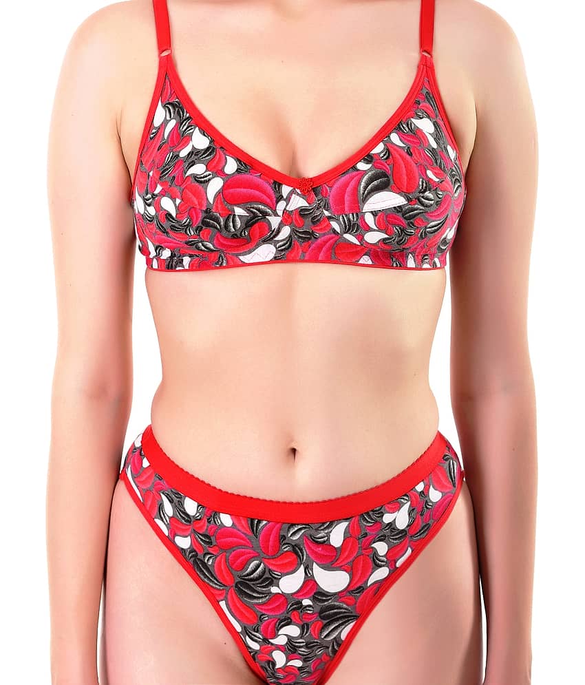 TCG Red Cotton Bra & Panty Set