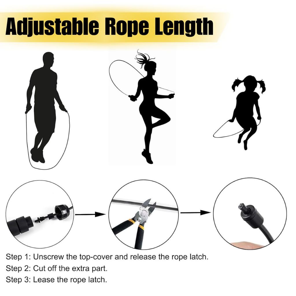 De Jure Fitness Jump Rope, Tangle-Free Rapid Speed Skipping Rope for Women, Men, and Kids, Adjustable Jump Rope Workout with Anti-Slip Handles for Fitness, Home Exercise & Slim Body view 2