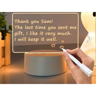 Premium 3D Acrylic Writing Board with Pen Light, LED Message Board, Rewritable Acrylic Message Board with Stand.