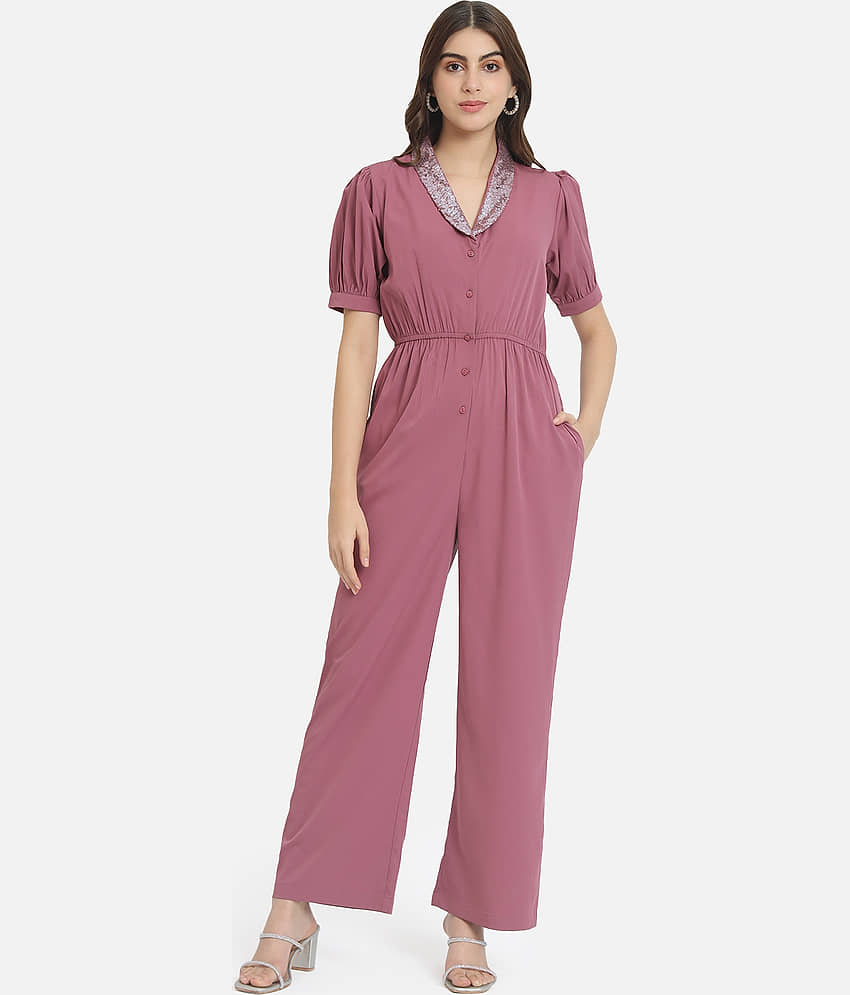 ALL WAYS YOU Pink Crepe Regular Fit Women's Jumpsuit ( Pack of 1 )
