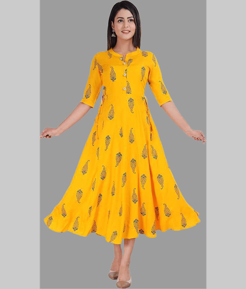 Smien - Grey Rayon Women's Anarkali Kurti ( Pack of 1 )