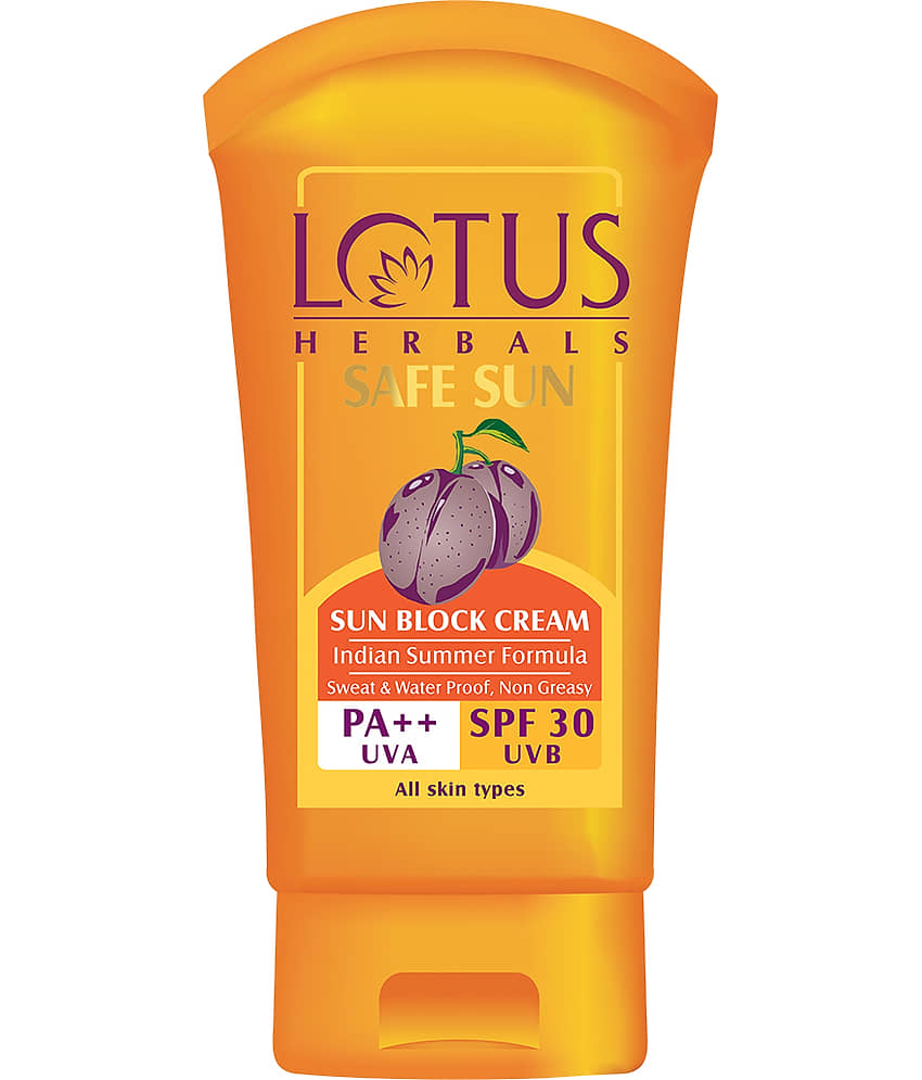 Lotus Safe Sun Sunblock Spf 30 Pa++, Black Plum Extract, Water Proof, Sweat Proof, Nongreasy, 50G