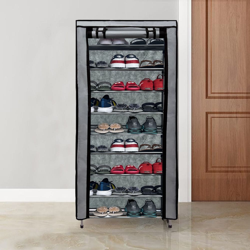 Philoshop 9 Layer Metal Shoe Rack with Dustproof Non-Woven Fabric Cover – Spacious & Stylish Storage Organizer view 2