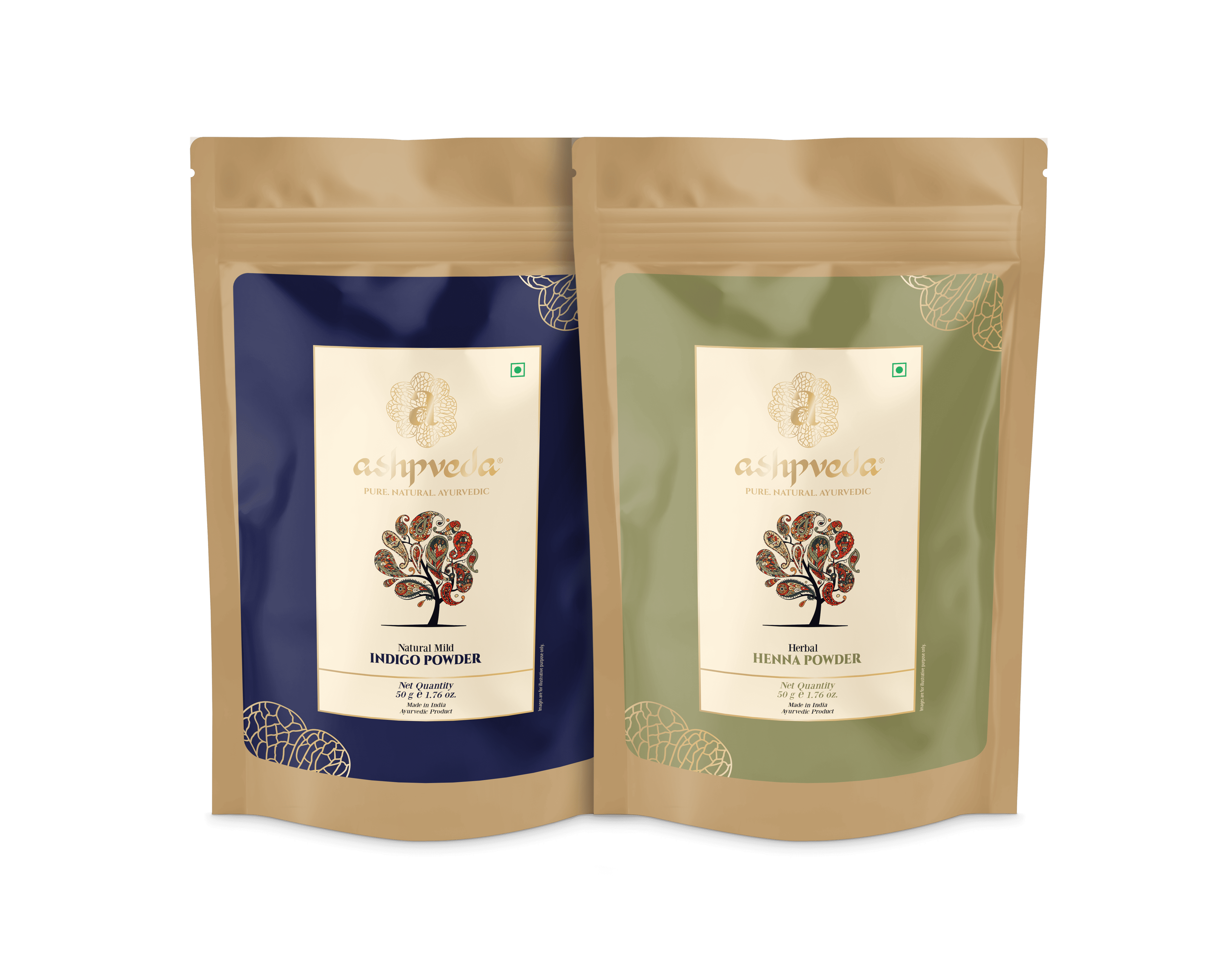 ashpveda Natural Henna Indigo Hair Colour Combo