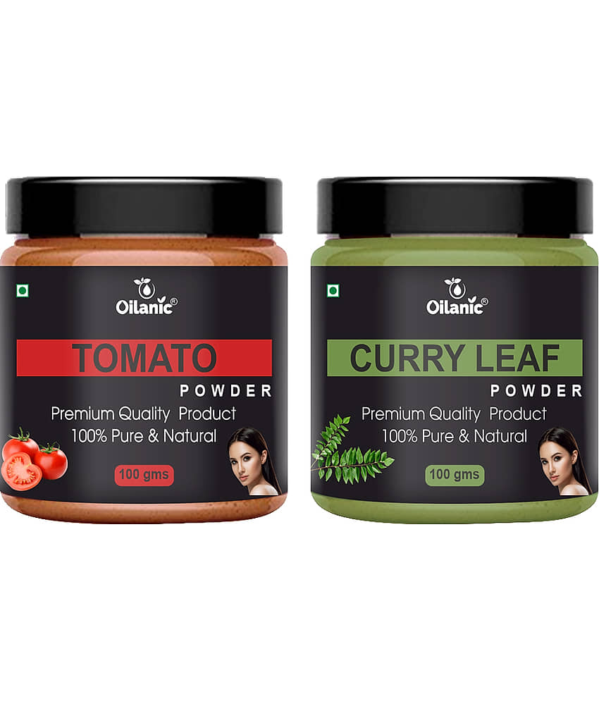 Oilanic 100% Pure Tomato Powder & Curry Leaf Powder For Skin Hair Mask 200 g Pack of 2