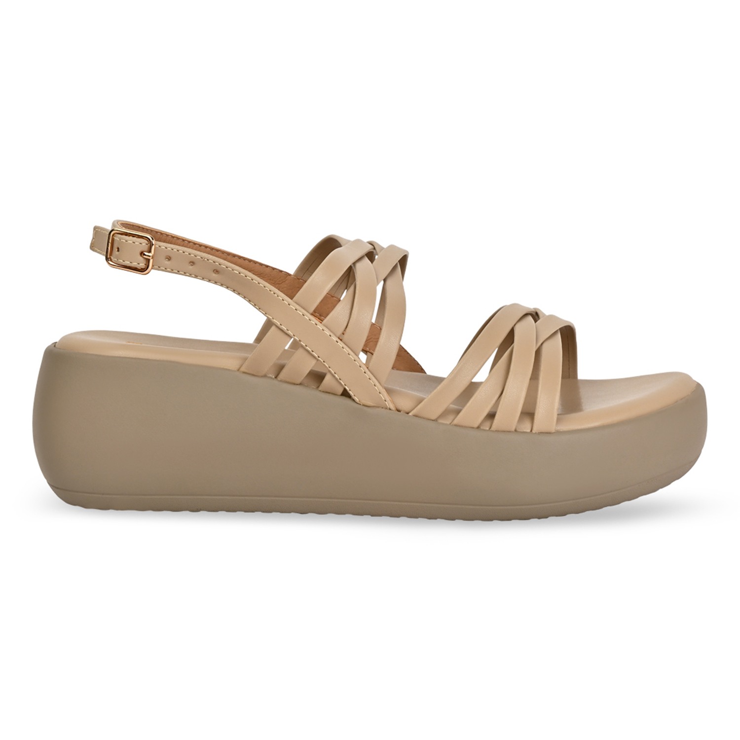 Beige Women Strappy Wedges view 2