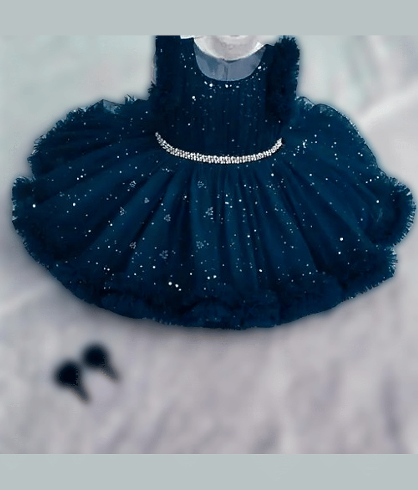 IMON BASID Pack of 1 Baby Girls Net Frock ( Blue )