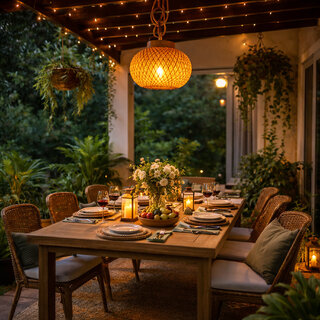 WEEBIZ Jullian Wall Lights, Ceiling Lights, Hanging Lights (Pendant Lights), Wall Lights Lamp Shade (Bamboo) view 2