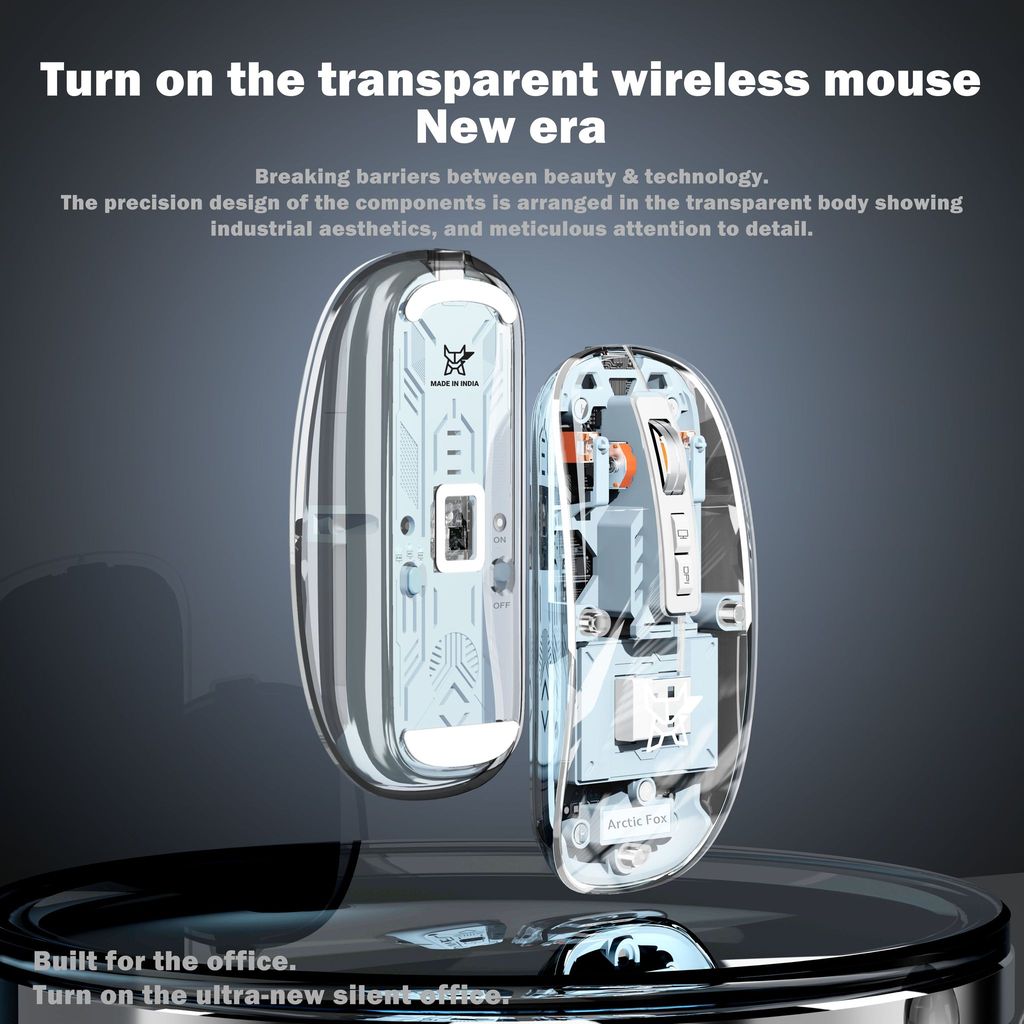 Arctic Fox Pureview Transparent Wireless and Bluetooth Rechargeable Mouse view 2