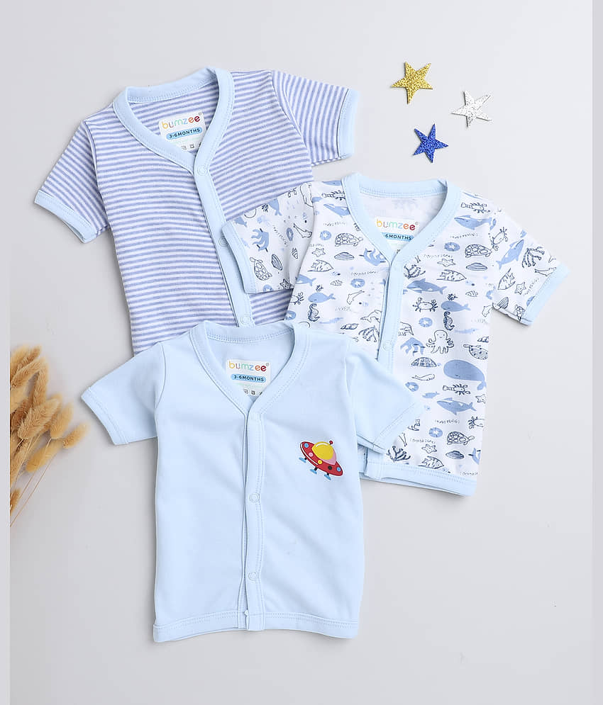 BUMZEE Pack of 3 Baby Girls Cotton Shirt ( Yellow )