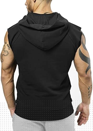 Hot Button Short Sleeve Solid Black T-Shirt with Hoodie for Men | Trendy Gym Wear view 2