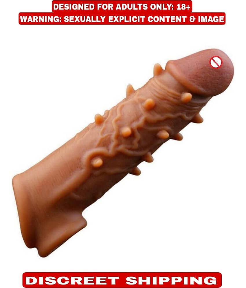 JUMBO HEAD DOUBLE HOLE PENIS EXTANDER REUSABLE CHOCOLATE SLEEVE FOR MEN BY KAMAHOUSE