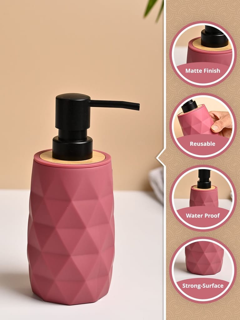 VON CASA Pink Plastic Soap Dispenser - 250ml view 2