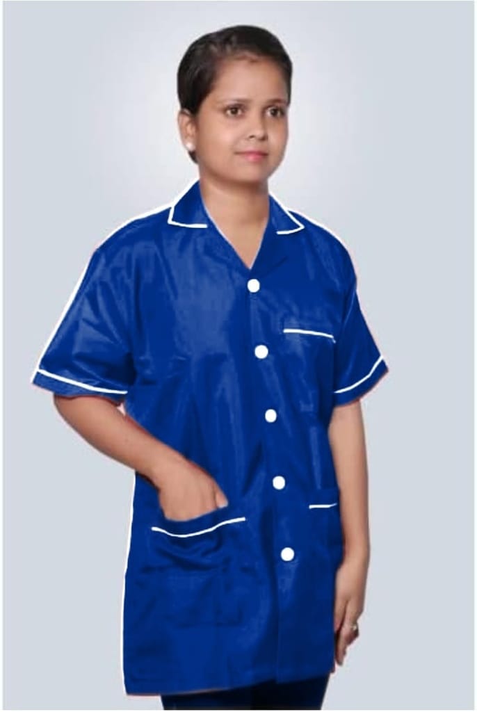 Unisex Staff Apron | 3-pockets Apron | Royal Blue Color | Comfortable | Durable | Best Fitted For Medical Professionals (Staff, Nursing & Lab Technicians) view 2