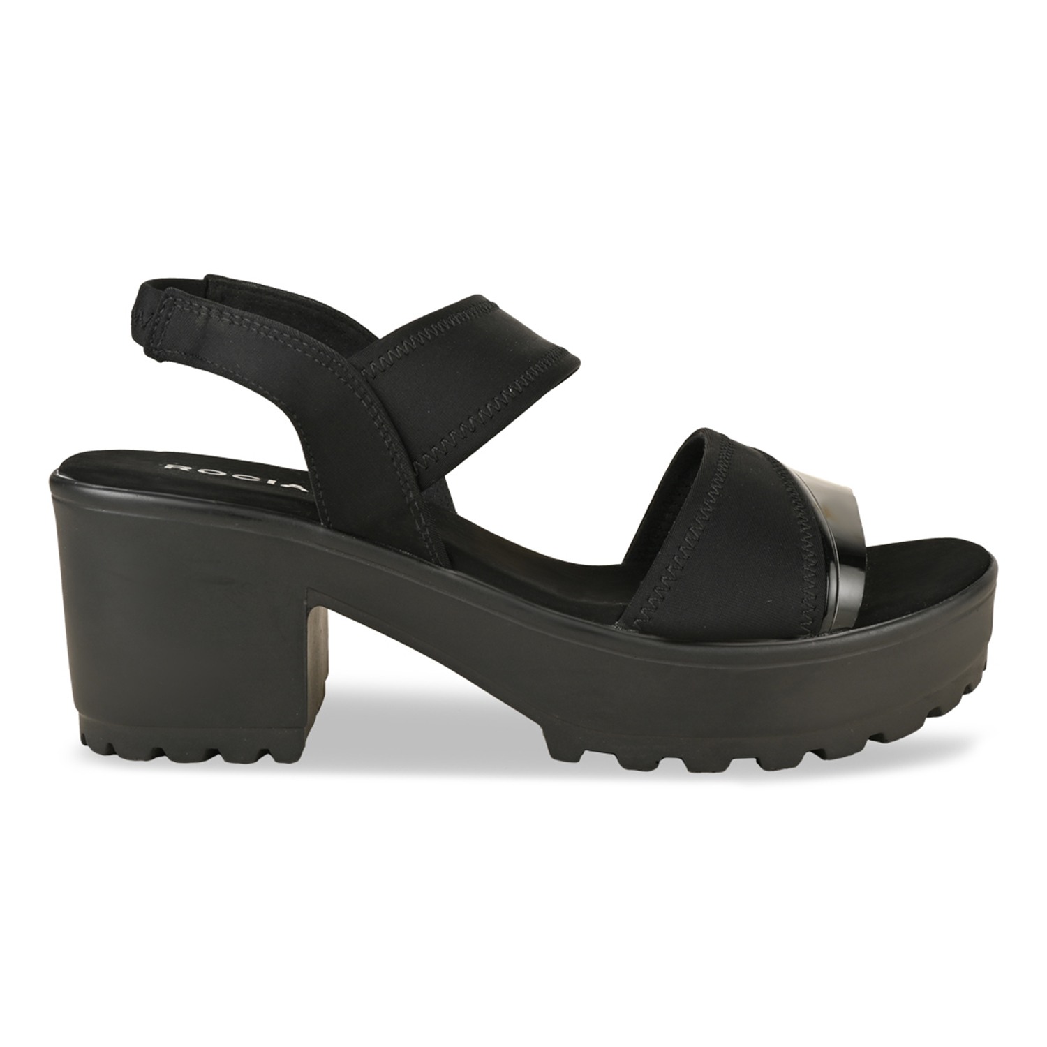 Black Women High Lycra Platform Sandals