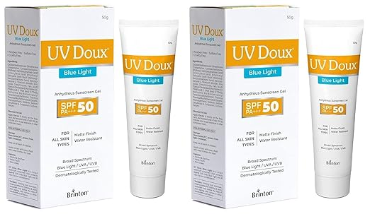 Brinton UV Doux Blue Sunscreen Gel SPF 50 pa+ + + UVA/UVB 50 gm x Pack of 2