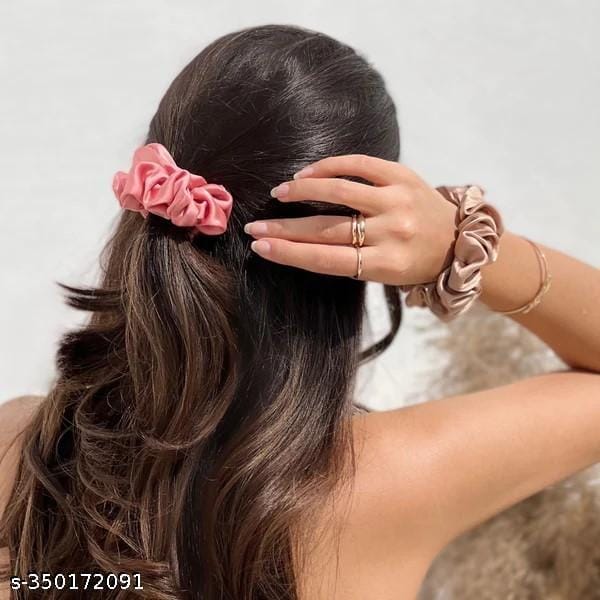 Scrunchie (Pack of 12) Multicolor Pure Silk Scrunchies for hair and hand view 2