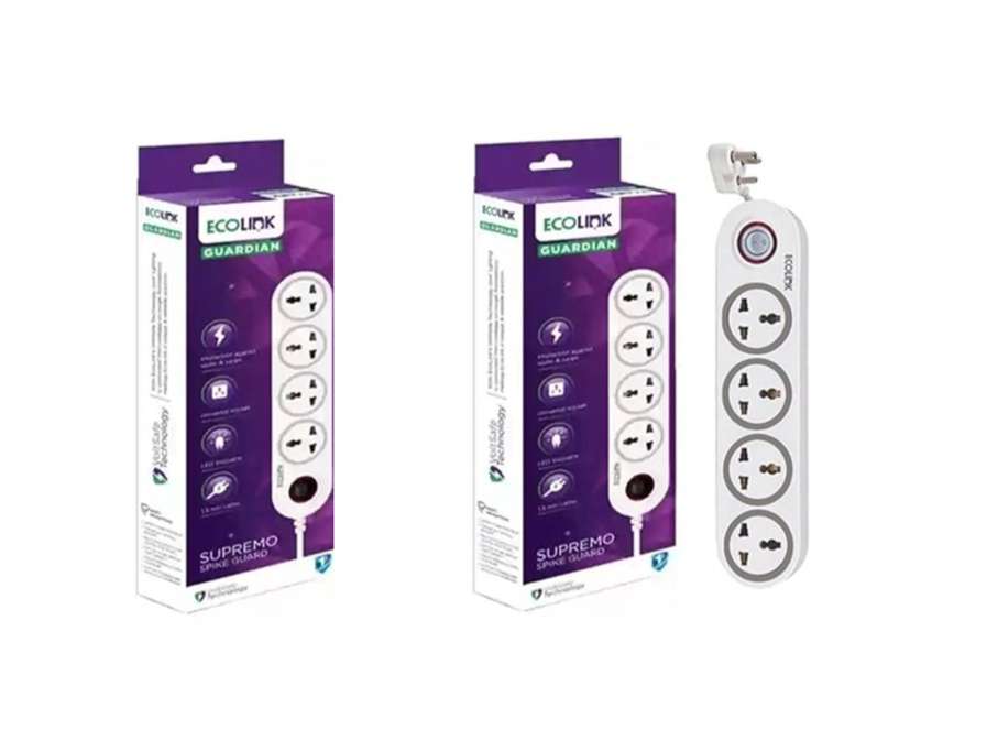 EcoLink 4 Way Spike & Surge Guard 6A - Pack of 2
