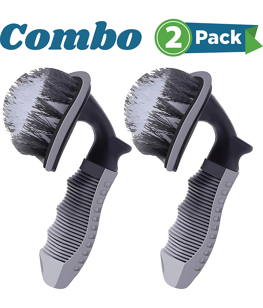 Aksmit Pack Of 2 Car Cleaning Brush for Tyre Cleaning Liquid Nylon Bristles Perfect for Tire Rubber Car Accessories